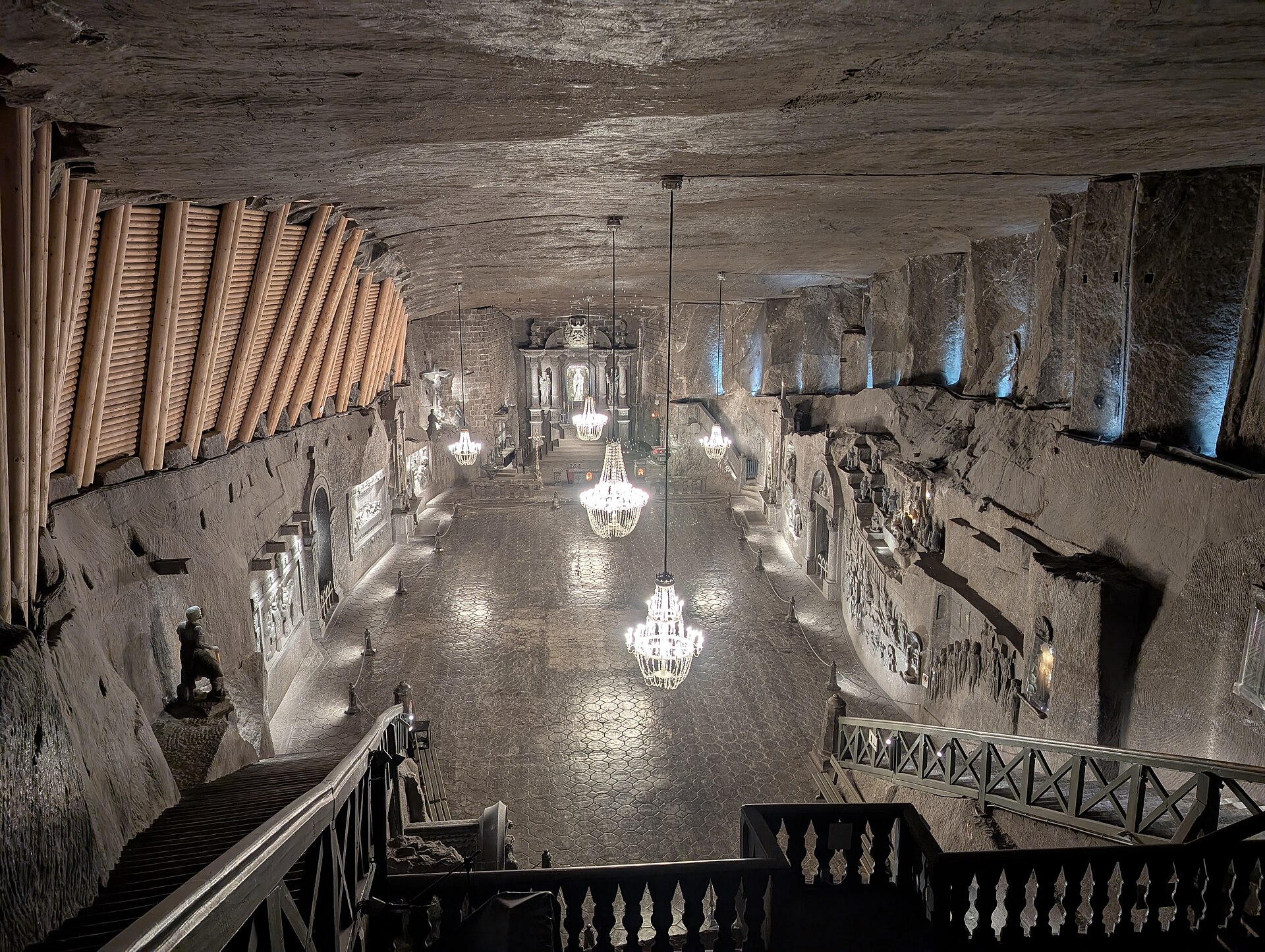 St Kinga's Chapel, carved in rock salt, in the Wieliczka Salt Mine