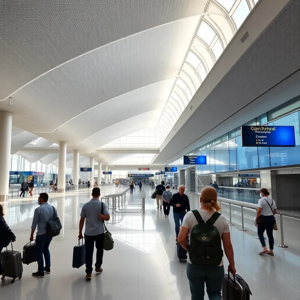 Modern international airport terminal